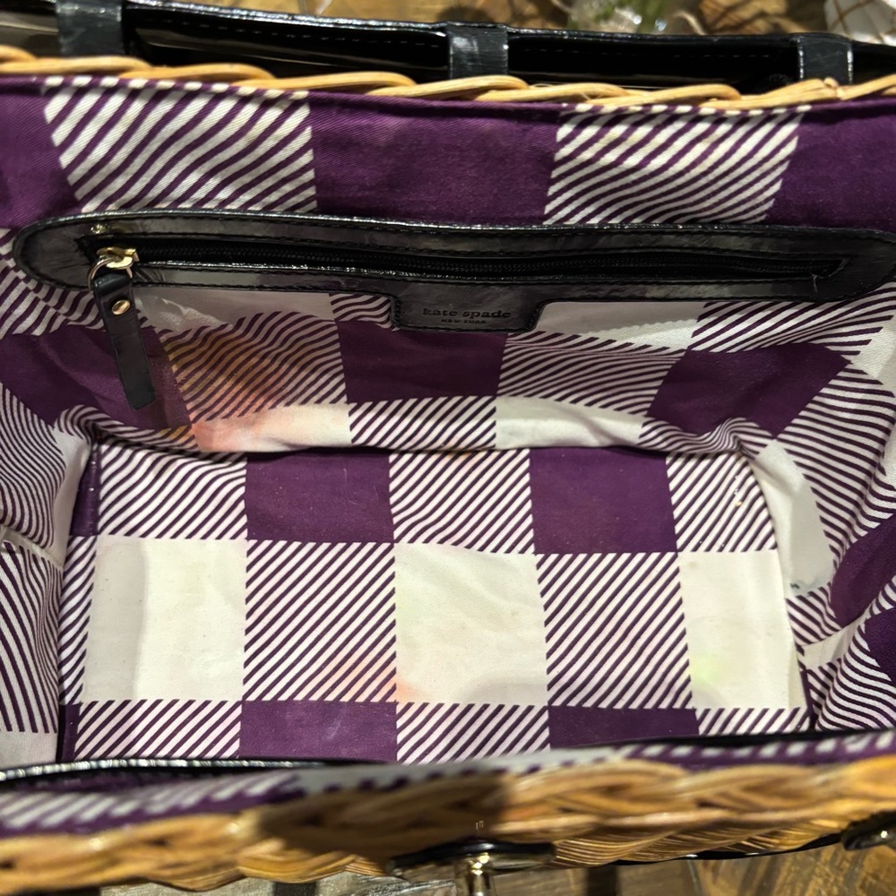 KATE SPADE NEW YORK Wicker Leather Trimmed Square Basket Bag - Picture 15 of 15